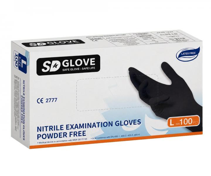 R�kawiczki nitrylowe SD Glove Nitrile Examination Gloves - 100 sztuk - czarne - rozmiar L