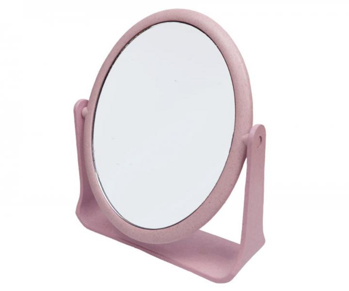 Dwustronne lusterko kosmetyczne owalne Duko 1026 z podstawk� - r�owe