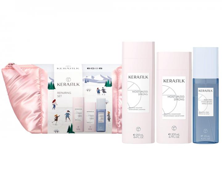 Zestaw upominkowy regeneruj�cy do w�os�w suchych i zniszczonych Kerasilk Repairing Set + kosmetyczka gratis