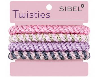 Zestaw kolorowych gumek do w�os�w Sibel Twisties - r�owe - 4 szt.