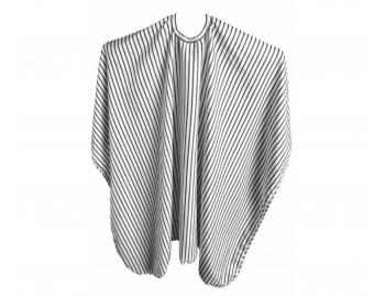 Peleryna fryzjerska do strzyenia Duko 596 - biaa w paski - zapinanie na rzep