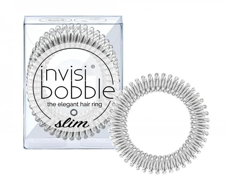 Gumka do wosw spiralka cienka Invisibobble Slim Chrome Sweet Chrome - srebrna - 3 szt