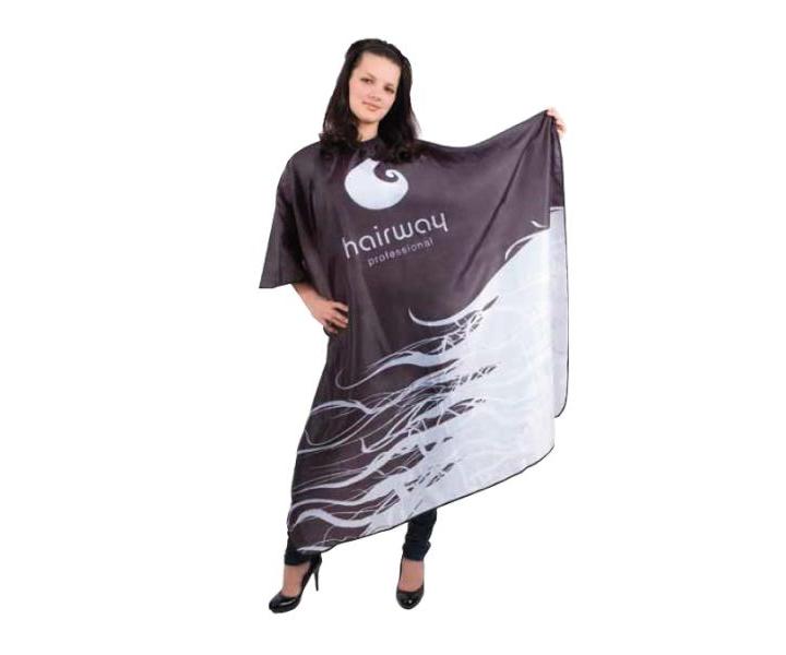 Peleryna fryzjerska do strzyenia Hairway - czarno-biaa + karbonowe klipsy do wosw Hairway - 10 cm - czarne - 6 sztuk gratis