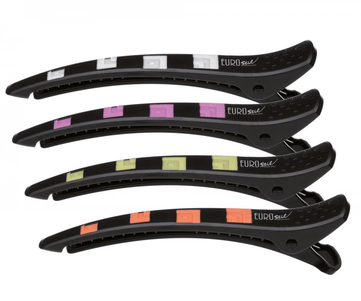 Klipsy do wosw Eurostil Professional - 11 cm - 4 szt - czarne