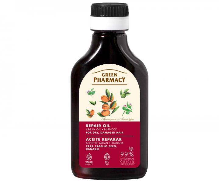 Olejek do w�os�w suchych i zniszczonych z olejem arganowym i �opianem Green Pharmacy Repair Oil - 100 ml