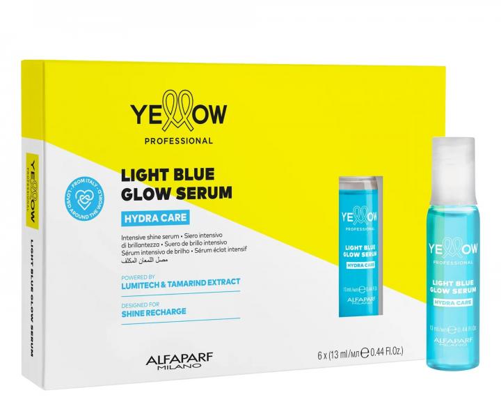 Serum roz�wietlaj�ce w ampu�kach nadaj�ce w�osom po�ysk Yellow Professional Hydra Care Light Blue Glow Serum - 6 x 13 ml