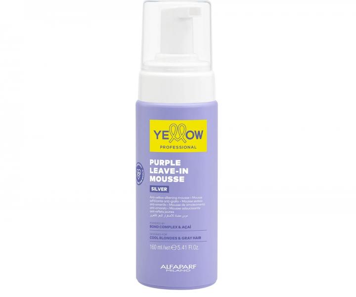 Fioletowa pianka neutralizuj�ca ��te tony bez sp�ukiwania Yellow Professional Silver Purple Leave-In Mouse - 160 ml