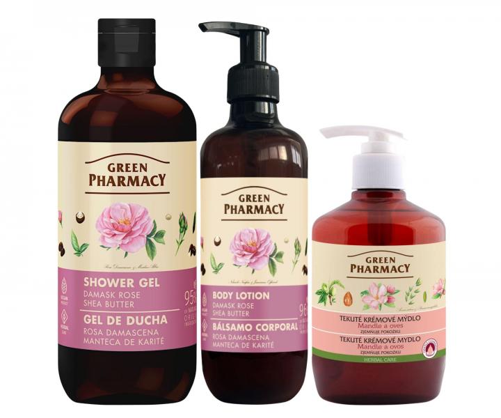 Zestaw do piel�gnacji cia�a z r� damasce�sk� i mas�em shea Green Pharmacy Damask Rose + myd�o w p�ynie gratis