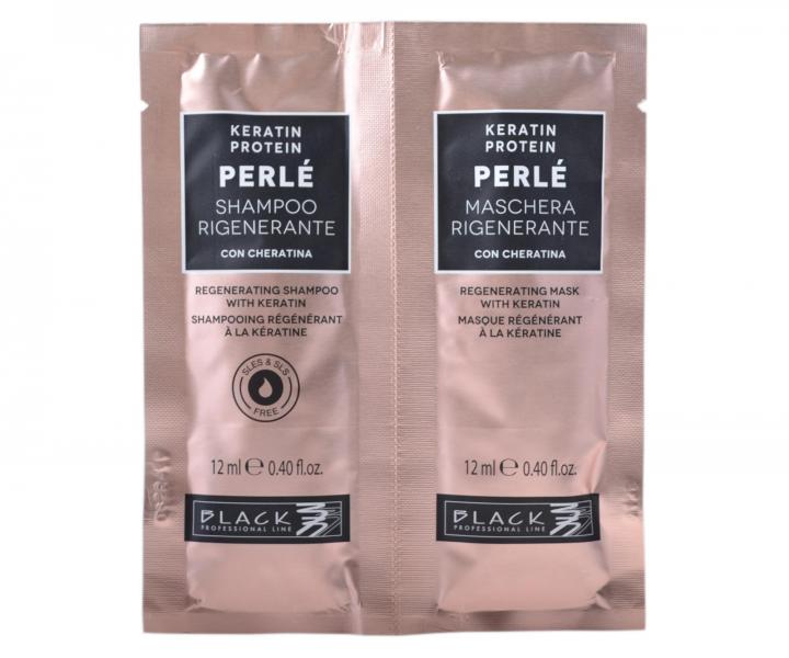Szampon i maska regenerujcy i wzmacniajcy do wosw zniszczonych Black Professional Perl Keratin Protein - 2 x 12 ml