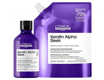 Szampon wyg�adzaj�cy do w�os�w pusz�cych si� Lor�al Professionnel Serie Expert Keratin Alpha Sleek - 300 ml + zapas 500 ml