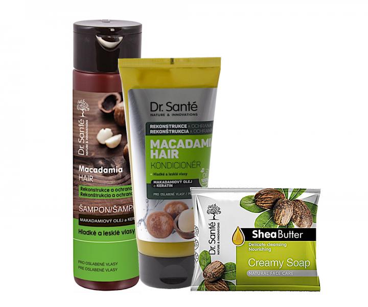 Zestaw do w�os�w os�abionych Dr. Sant� Macadamia - szampon 250 ml + od�ywka 200 ml + myd�o gratis