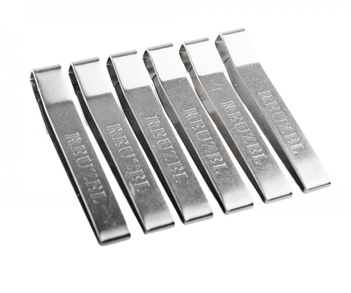 Klipsy Barber do zapinania peleryny Reuzel Super Barber Cape Cloth Clip - 6 sztuk - srebrne