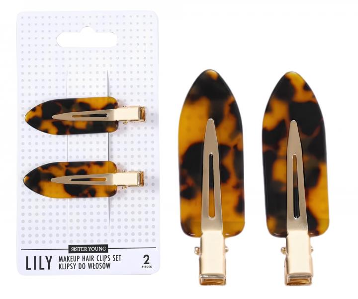 Spinki do w�os�w Sister Young Lily Makeup Hair Clips Set - 6 cm - 2 szt. - wz�r w panterk�