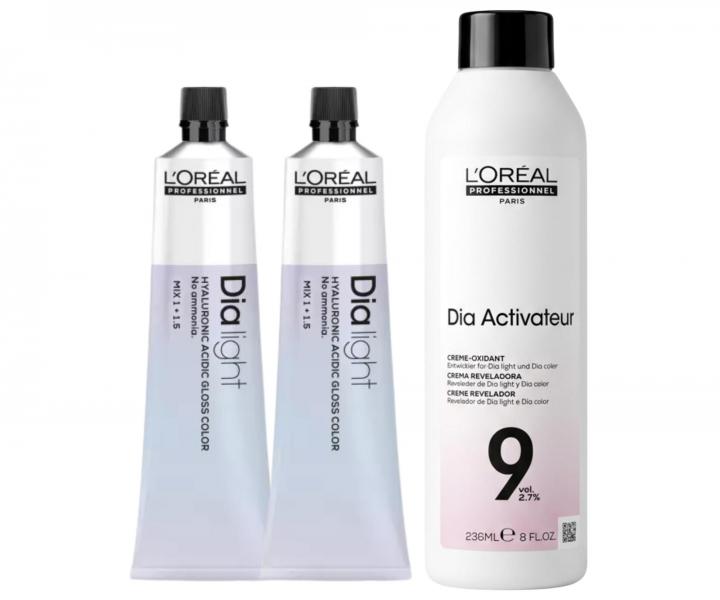 Zestaw farb do w�os�w i oksydantu w kremie Lor�al Professionnel Dia Light - 2 x farba 60 ml Clear + oksydant 236 ml gratis