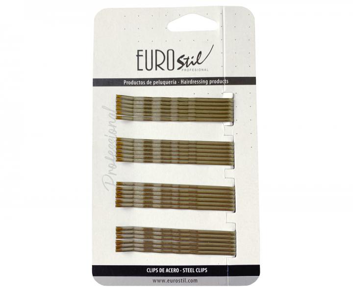 Wsuwka karbowana Eurostil Professional - 7 cm - 24 szt - czarna