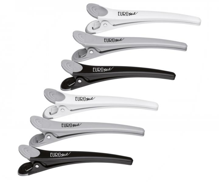 Klipsy do wosw Eurostil Professional - 11 cm - 6 szt - czarne, biae, szare