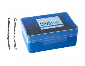 Wsuwka karbowana Eurostil Professional - 6,5 cm - 200 szt - czarna matowa