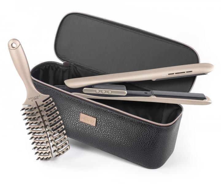Luksusowy zestaw profesjonalnej prostownicy Ultron Enyi 1" szczotki Sibel Proflex i etui Ultron Luxury Gift Set - zoty
