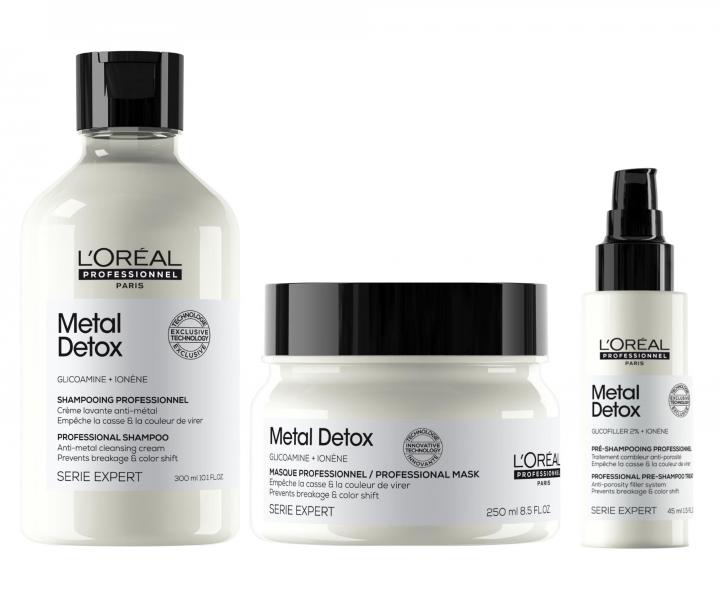Zestaw do wosw farbowanych i zniszczonych Loral Professionnel Serie Expert Metal Detox + pre szampon 45 ml gratis