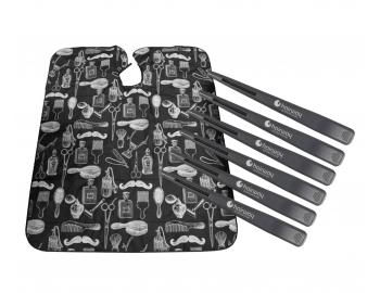 Peleryna fryzjerska do strzyenia Hairway 37001 - czarna + karbonowe klipsy do wosw Hairway - 12 cm - czarne - 6 sztuk gratis
