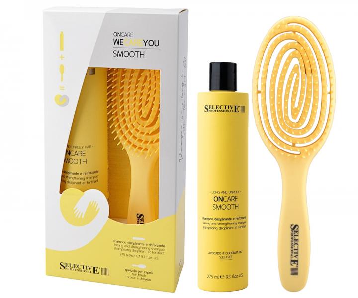 Zestaw upominkowy do wosw niesfornych Selective Professional OnCare Smooth WeCareYou Kit - szampon + szczotka gratis