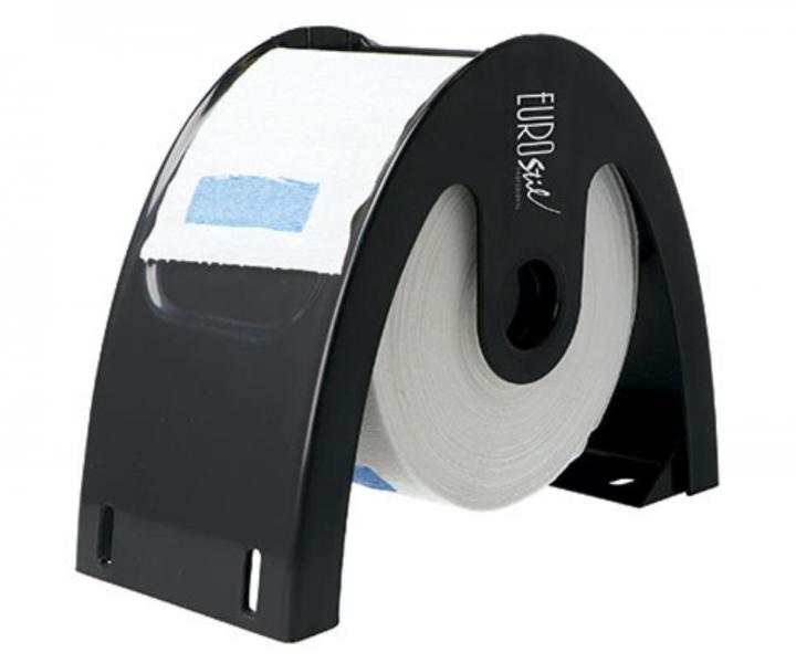 Pojemnik podajnik na konierzyki fryzjerskie ochronne z krepy Eurostil Professional - czarny