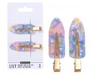 Spinki do w�os�w Sister Young Lily Makeup Hair Clips Set - 6 cm - 2 szt. - r�owo-niebieskie