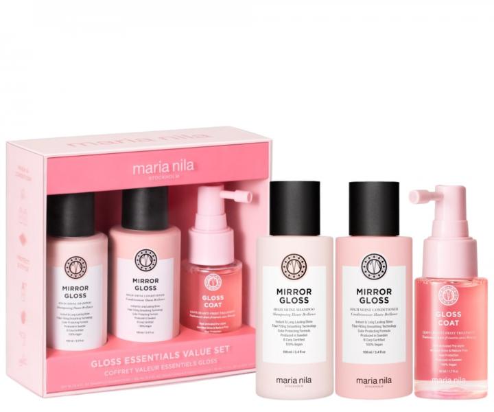 Zestaw podr�ny upominkowy nadaj�cy po�ysk i wyg�adzaj�cy w�osy Maria Nila Mirror Gloss Essentials Value Set