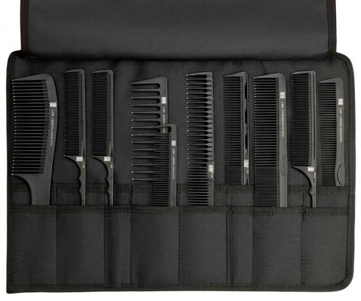 Zestaw profesjonalnych grzebieni karbonowych w etui Kasho CC-Roll Set - czarny