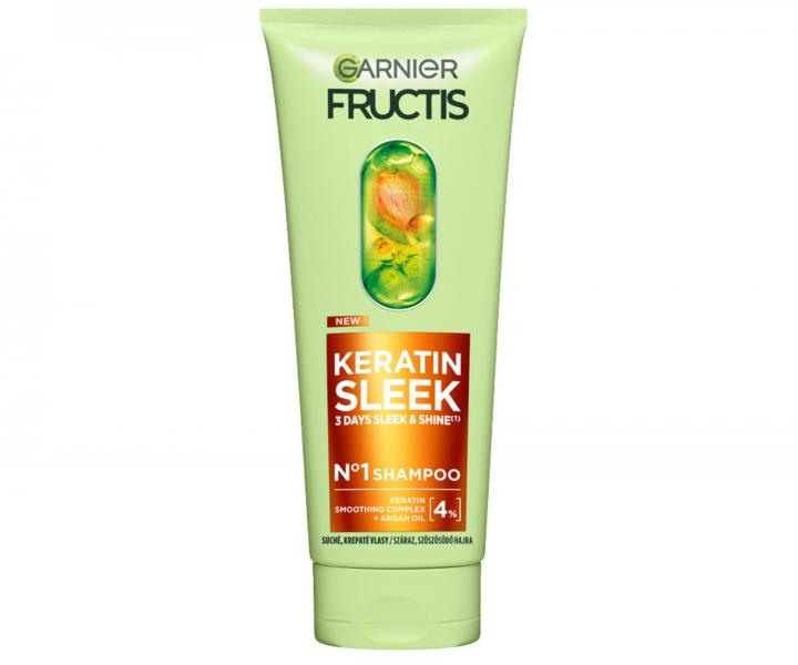 Szampon wygadzajcy do wosw suchych i puszcych si Garnier Fructis Keratin Sleek Shampoo - 200 ml