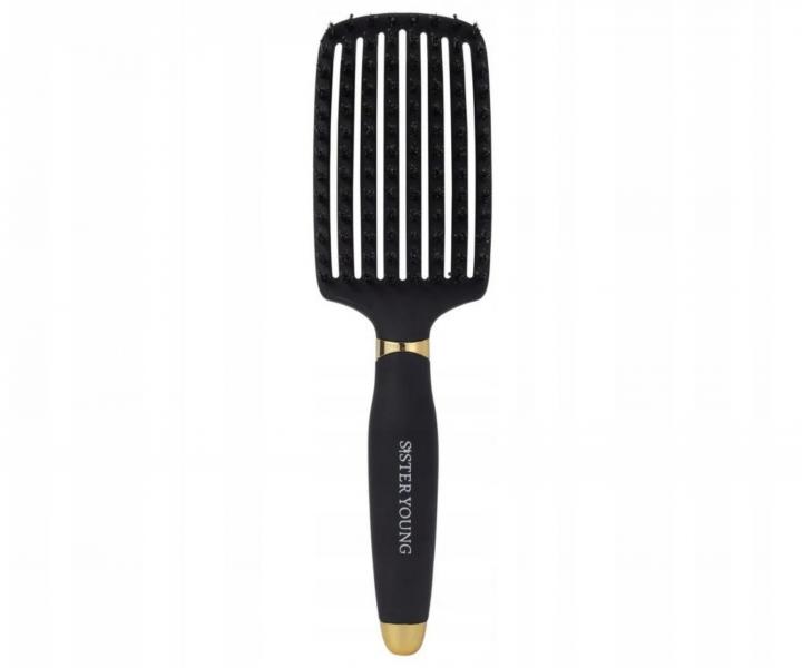 Szczotka do rozczesywania i suszenia w�os�w z w�osiem dzika i nylonowym Sister Young Ovia Hair Brush - czarna