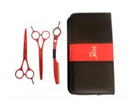 Zestaw no�yczek fryzjerskich 5,5" + brzytwa Fox Color Red - czerwony