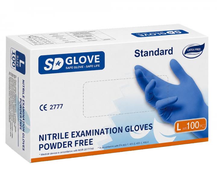 R�kawiczki nitrylowe SD Glove Nitrile Examination Gloves - 100 sztuk - niebieskie - rozmiar L