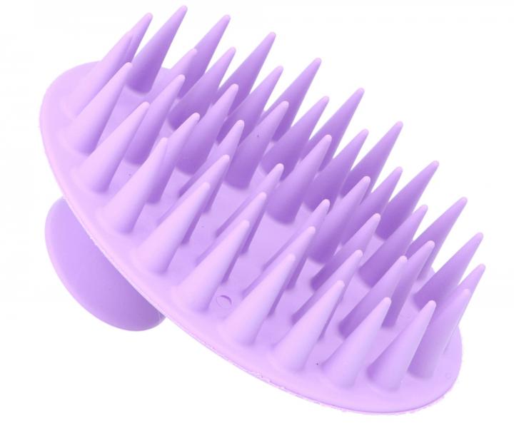 Silikonowa szczotka do masau skry gowy Eurostil Professional - fioletowa