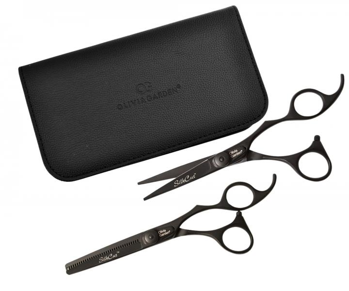 Zestaw no�yczek fryzjerskich 5,75" i dega��wek 6,35" Olivia Garden SilkCut Pro Matt Black