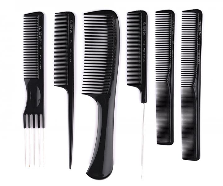 Zestaw profesjonalnych grzebieni Eurostil Professional - 6 szt - czarny