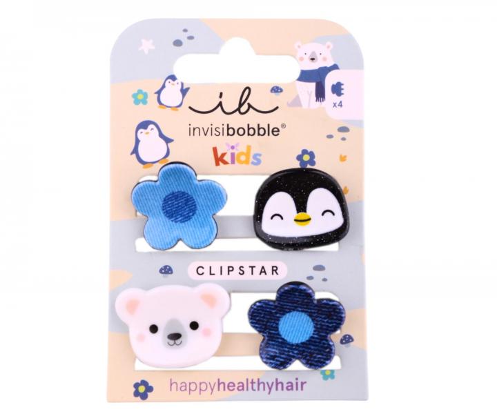 Wesoe spineczki klamerki do wosw dla dzieci Invisibobble Clipstar Polar World - 4 szt.