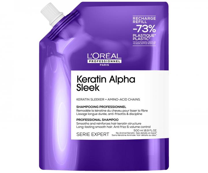 Szampon wyg�adzaj�cy w�osy pusz�ce si� Lor�al Professionnel Serie Expert Keratin Alpha Sleek - 500 ml - wk�ad uzupe�niaj�cy