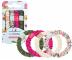 Ozdobne satynowe gumki Invisibobble Beauties - 4 szt. - kremowy, r�owy, oliwkowy i bia�y z motywem kwiat�w