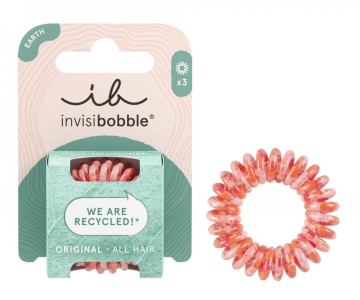 Gumka spiralka z materiau pochodzcego z recyklingu Invisibobble Original Save It Or Waste It - koralowa - 3 szt.