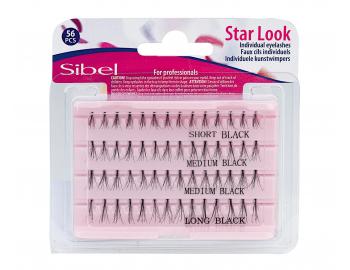 Zestaw sztucznych rzs w kpkach Sibel Star Look Individual Eyelashes - rozmiar S, M, L - 56 szt.
