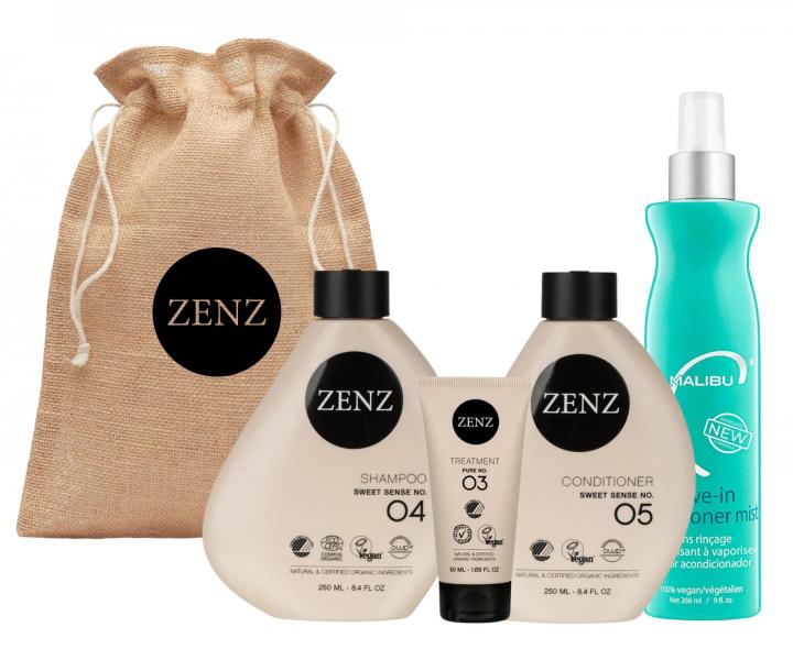 Zestaw upominkowy nadajcy objto wosom cienkim i normalnym Zenz Sweet Sense + odywka Malibu C gratis