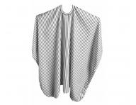 Peleryna fryzjerska do strzyenia Duko 596 - biaa w paski - zapinanie na rzep