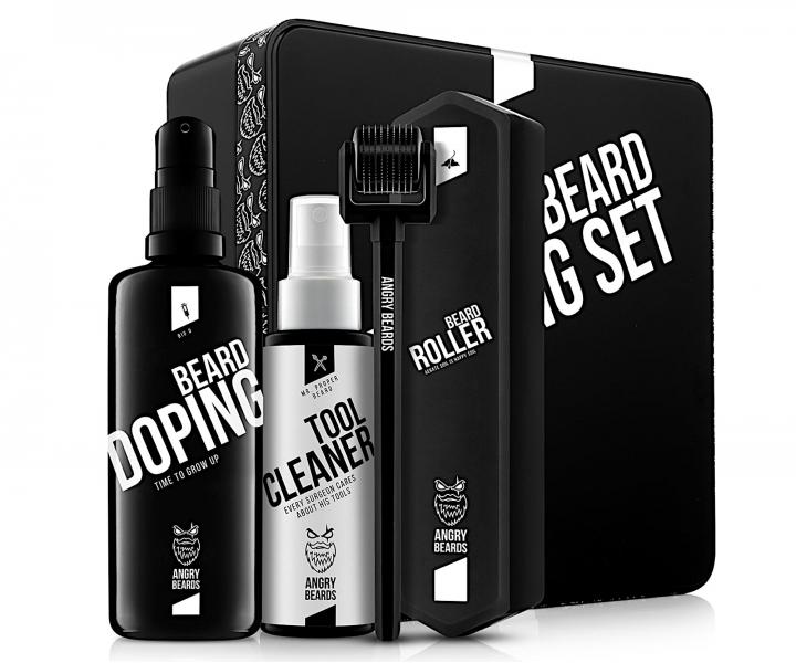 Zestaw upominkowy dla m�czyzn Angry Beards - serum + roller + spray czyszcz�cy
