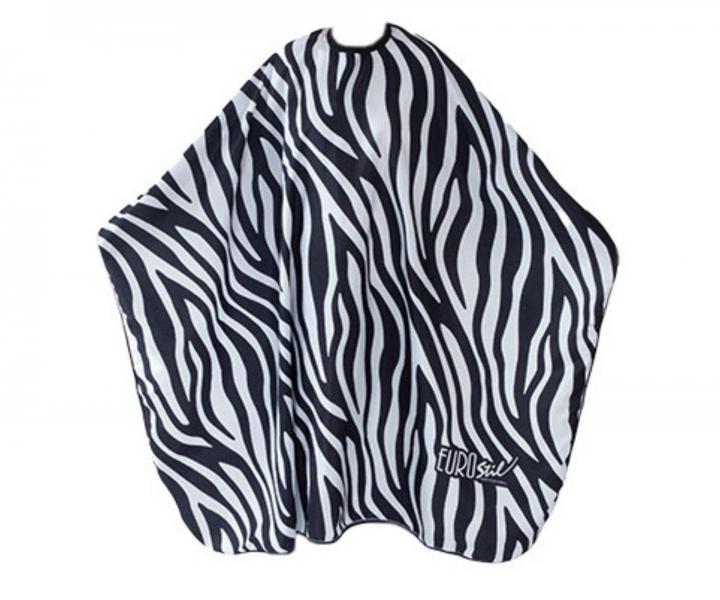 Peleryna fryzjerska do strzyenia Eurostil Professional - zebra - metalowy haczyk