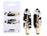 Spinki do w�os�w Sister Young Lily Makeup Hair Clips Set - 6 cm - 2 szt. - czarno-bia�e