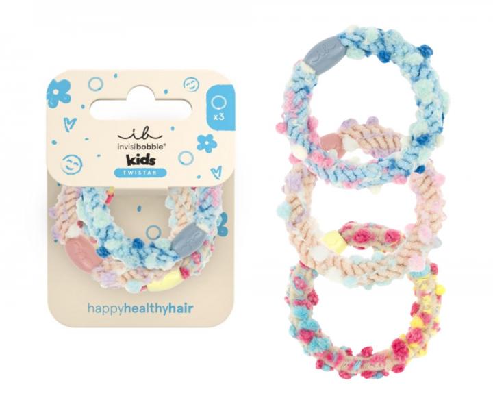 Zestaw ozdobnych gumek do wosw Invisibobble Kids Twistar Pom Pom Tie - 3 szt.