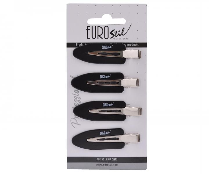 Spinki do wosw bezuciskowe Eurostil Professional - 6 cm - 4 szt - czarne