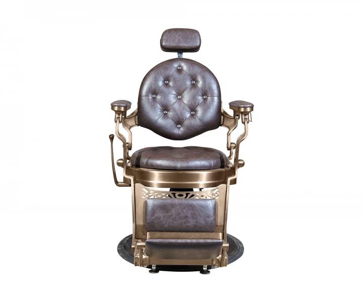 Fotel fryzjerski barberski Sibel Barburys Malone II - brzowy, mosidz patynowany
