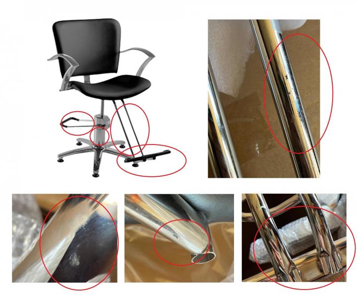 Fotel fryzjerski Eurostil Professional - czarny - II. jako - otarcia i rdza, wgniecenia skry